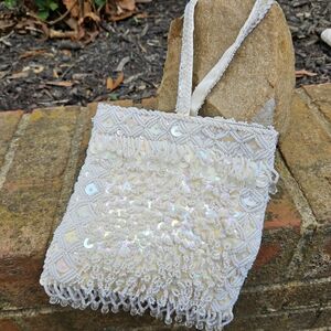 La Regale Iridescent Ivory Beaded Evening Clutch